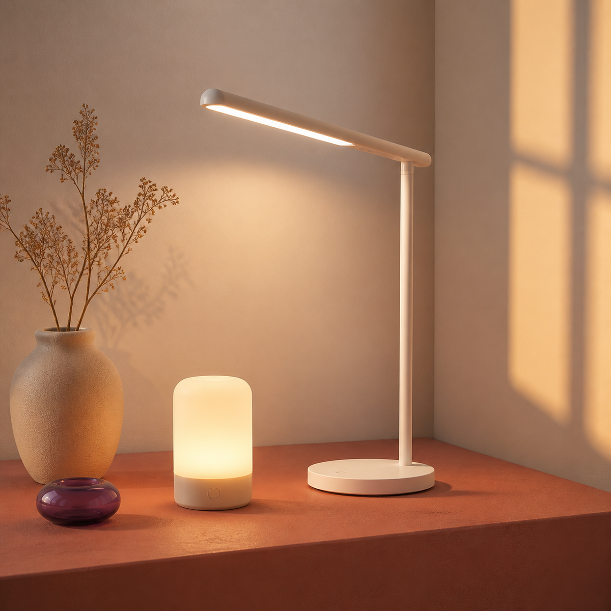 Warm desk and bedside lighting for comfortable everyday spaces