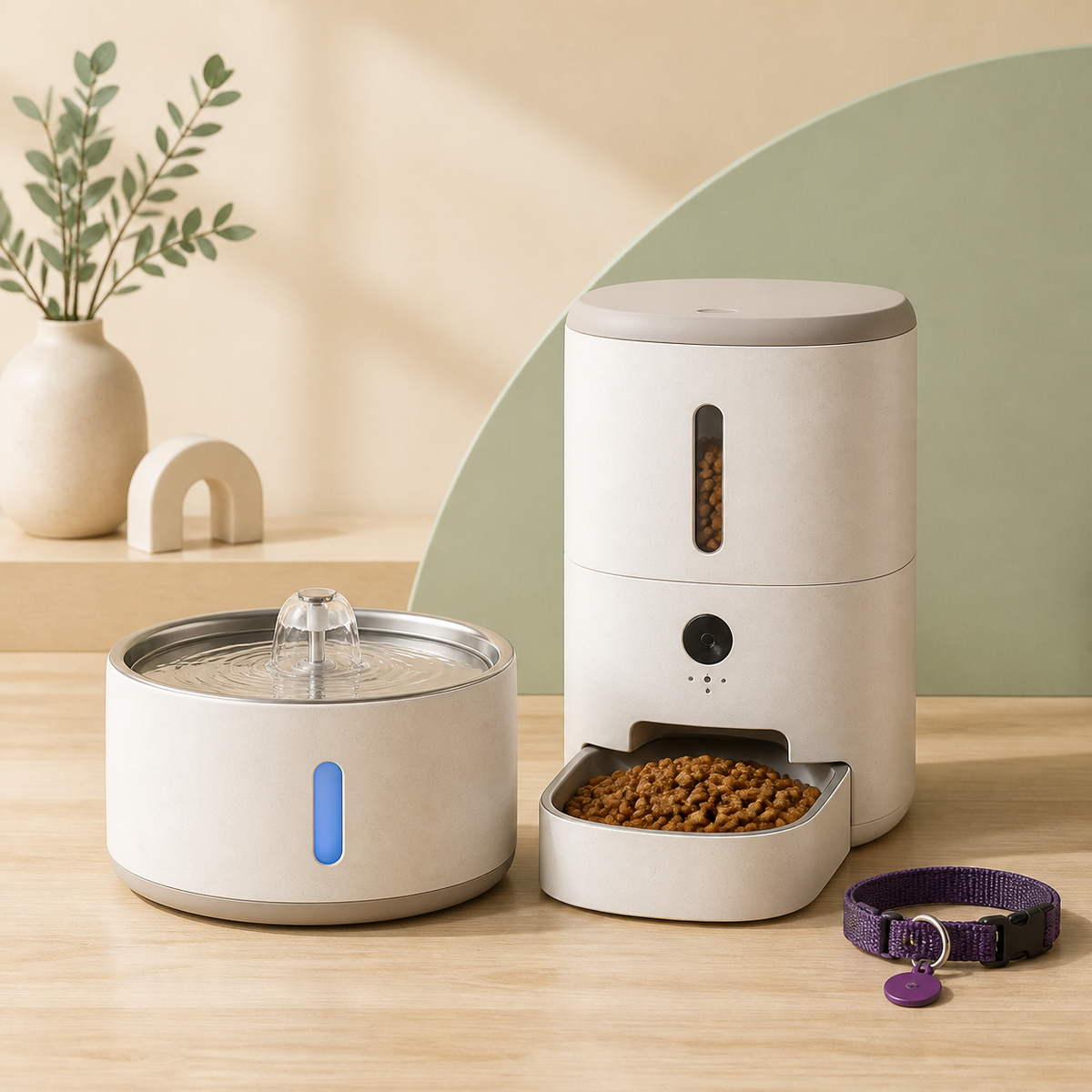 Automatic pet feeder and water fountain for everyday pet care