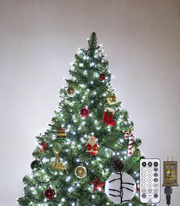 Cool white cluster Christmas lights on a decorated tree