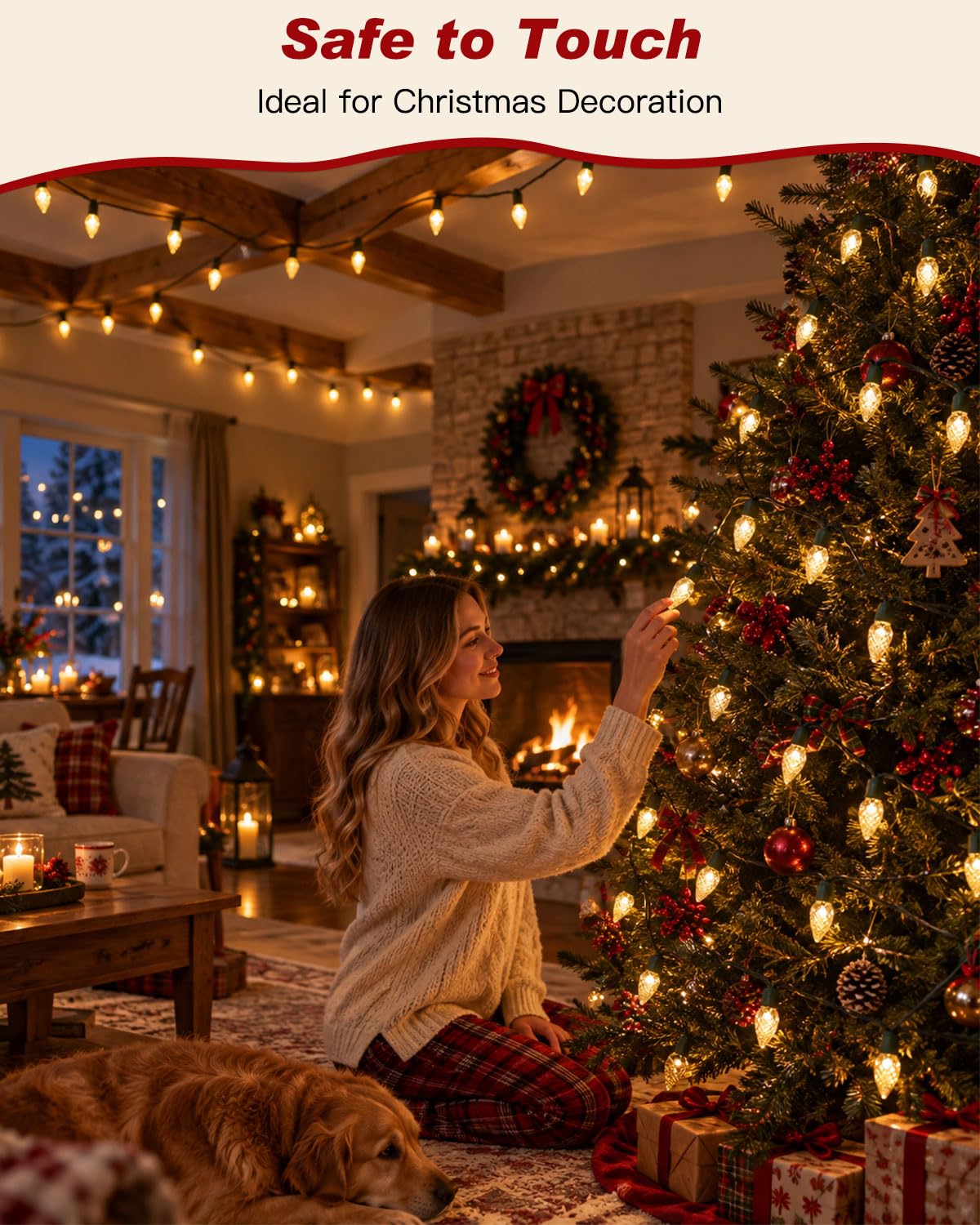 C9 LED Christmas String Lights Outdoor, 81 FT 100 LEDs Warm White Plug in
