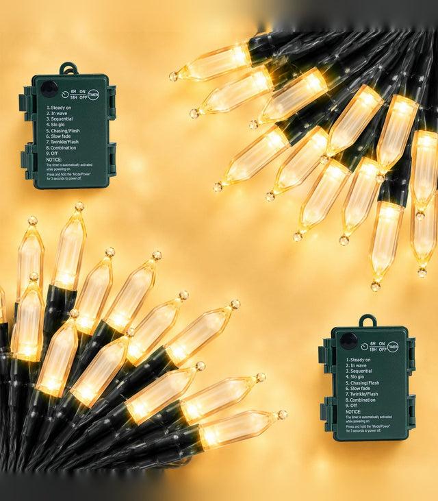 Battery Operated Christmas String Lights Outdoor 18ft 50 LEDs Warm White