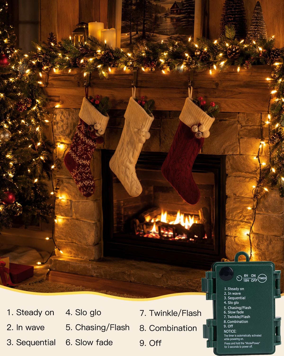 Battery Operated Christmas Lights Outdoor, 18FT 50 LED Warm White Mini String Lights with Timer & Memory Function, 8 Modes Waterproof Twinkle Lights for Garland Porch Party Wedding Indoor Decor