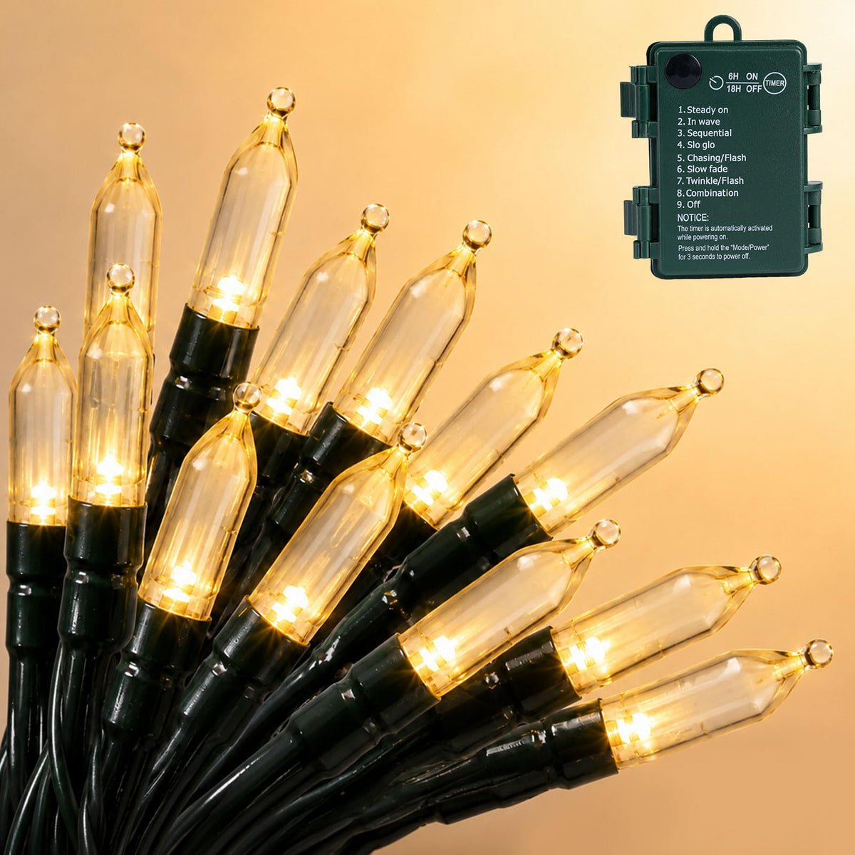 Iseebiz 25Ft 500 LED Cluster Christmas Tree Lights with Remote & Timer