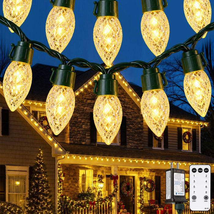 C9 LED Christmas String Lights Outdoor, 81 FT 100 LEDs Warm White Plug in