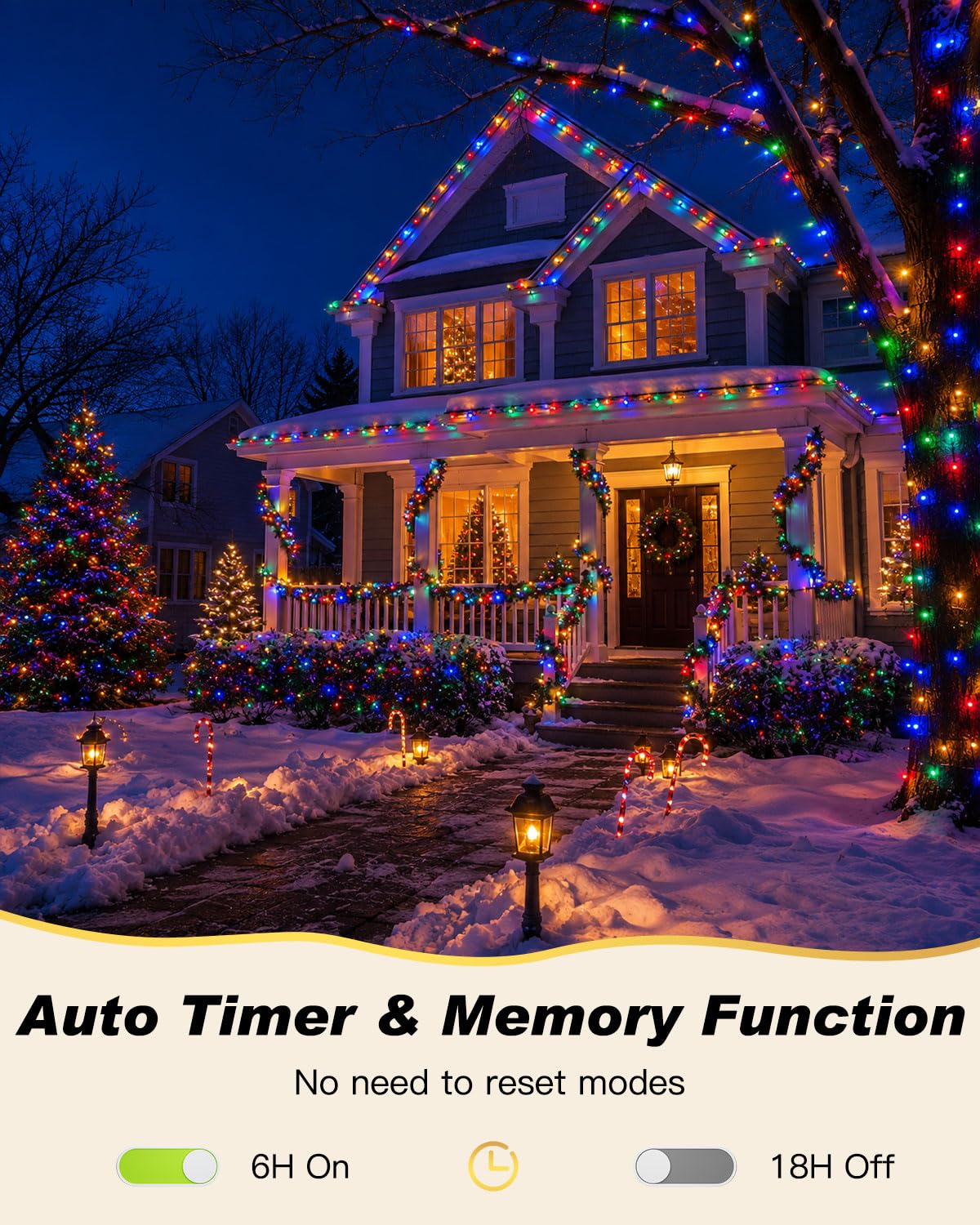 Battery Operated Christmas Lights Outdoor, 18FT 50 LED Warm White Mini String Lights with Timer & Memory Function, 8 Modes Waterproof Twinkle Lights for Garland Porch Party Wedding Indoor Decor