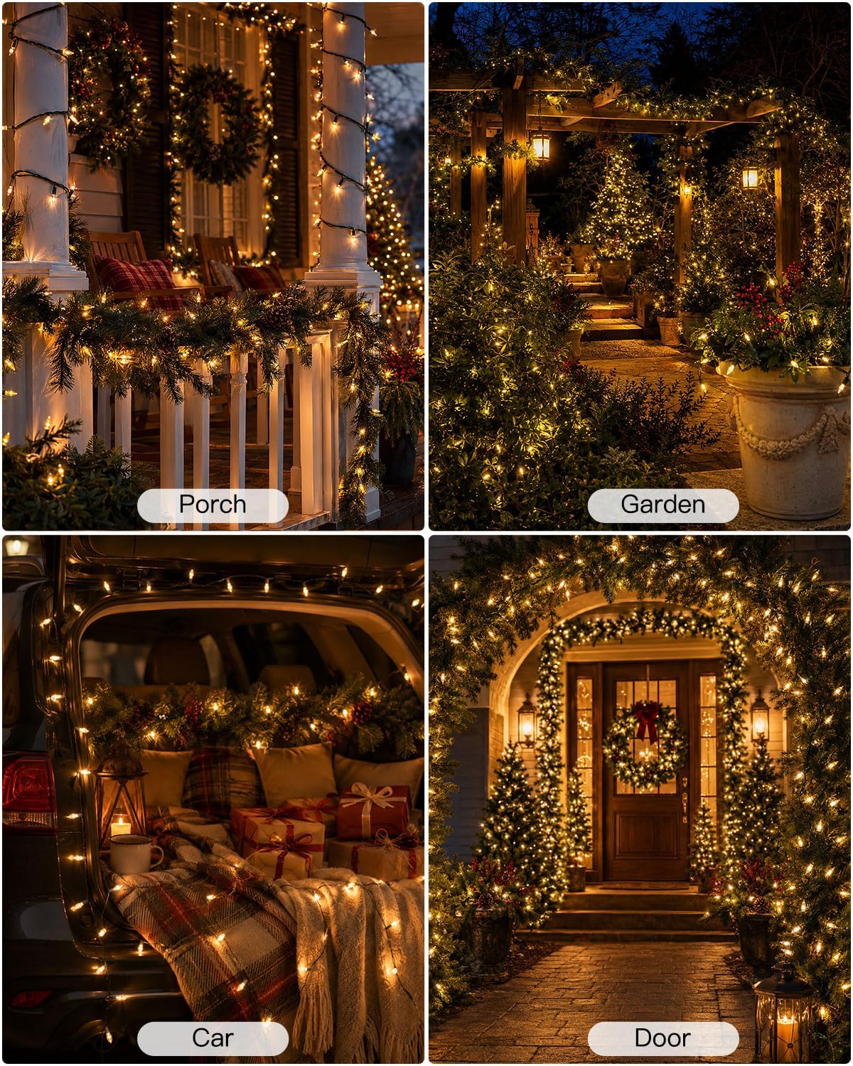 Battery Operated Christmas Lights Outdoor, 18FT 50 LED Warm White Mini String Lights with Timer & Memory Function, 8 Modes Waterproof Twinkle Lights for Garland Porch Party Wedding Indoor Decor
