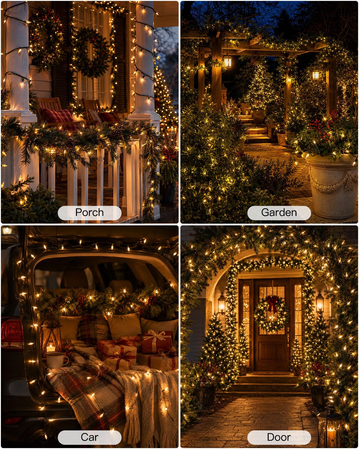 Battery Operated Christmas Lights Outdoor, 18FT 50 LED Warm White Mini String Lights with Timer & Memory Function, 8 Modes Waterproof Twinkle Lights for Garland Porch Party Wedding Indoor Decor