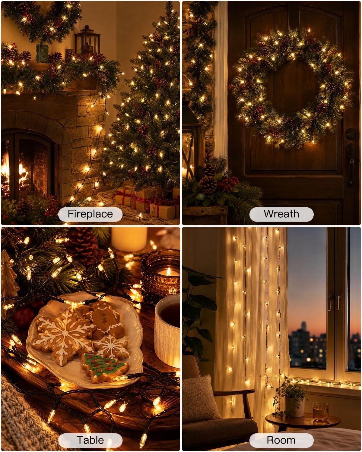 Battery Operated Christmas Lights Outdoor, 18FT 50 LED Warm White Mini String Lights with Timer & Memory Function, 8 Modes Waterproof Twinkle Lights for Garland Porch Party Wedding Indoor Decor