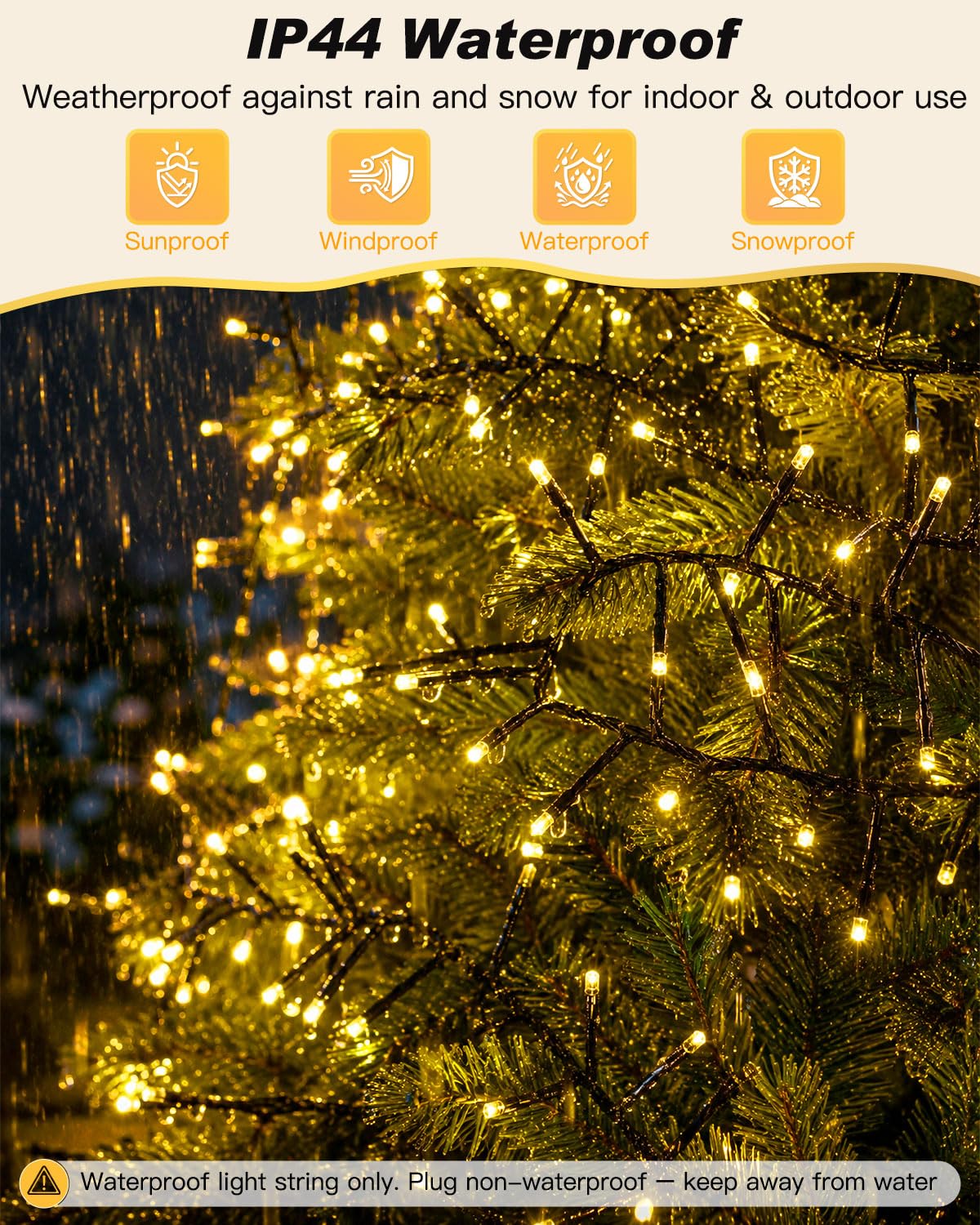 Iseebiz 25Ft 500 LED Cluster Christmas Tree Lights with Remote & Timer
