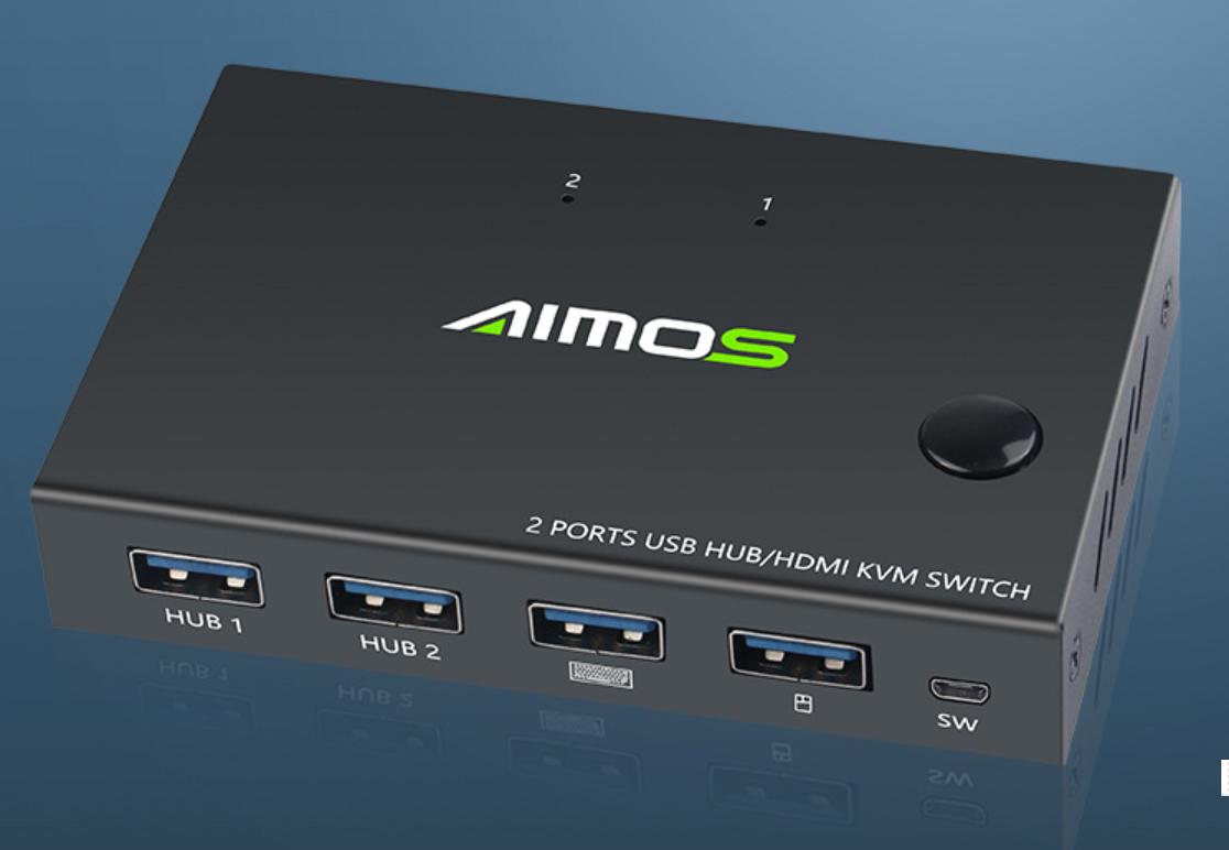 ES-Tune KVM切替器 2入力1出力 HDMIモニター USB切替器 2入力4出力 USBハブ 手動式 電源不要 タイプC端子採用 USB2.0 USBケーブル付属 KVMスイッチ 切替機