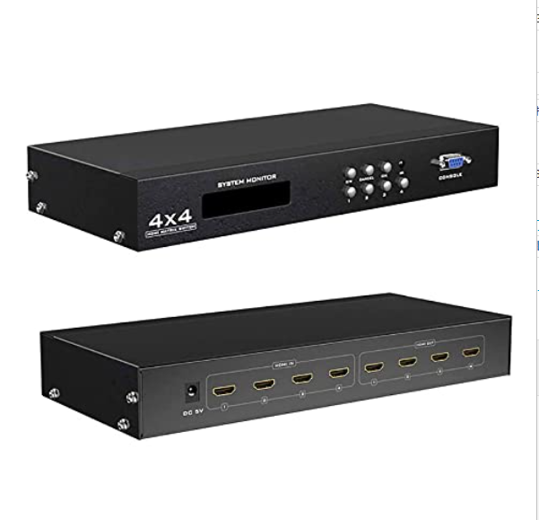 ES-Tune HDMIマトリックス切替器 4入力4出力 3Ｄ 4k*2k RS232制御対応 EDID対応 HDCP1.4 カスタマイズ設定可能 リモコン付き 日本語取扱説明書付属