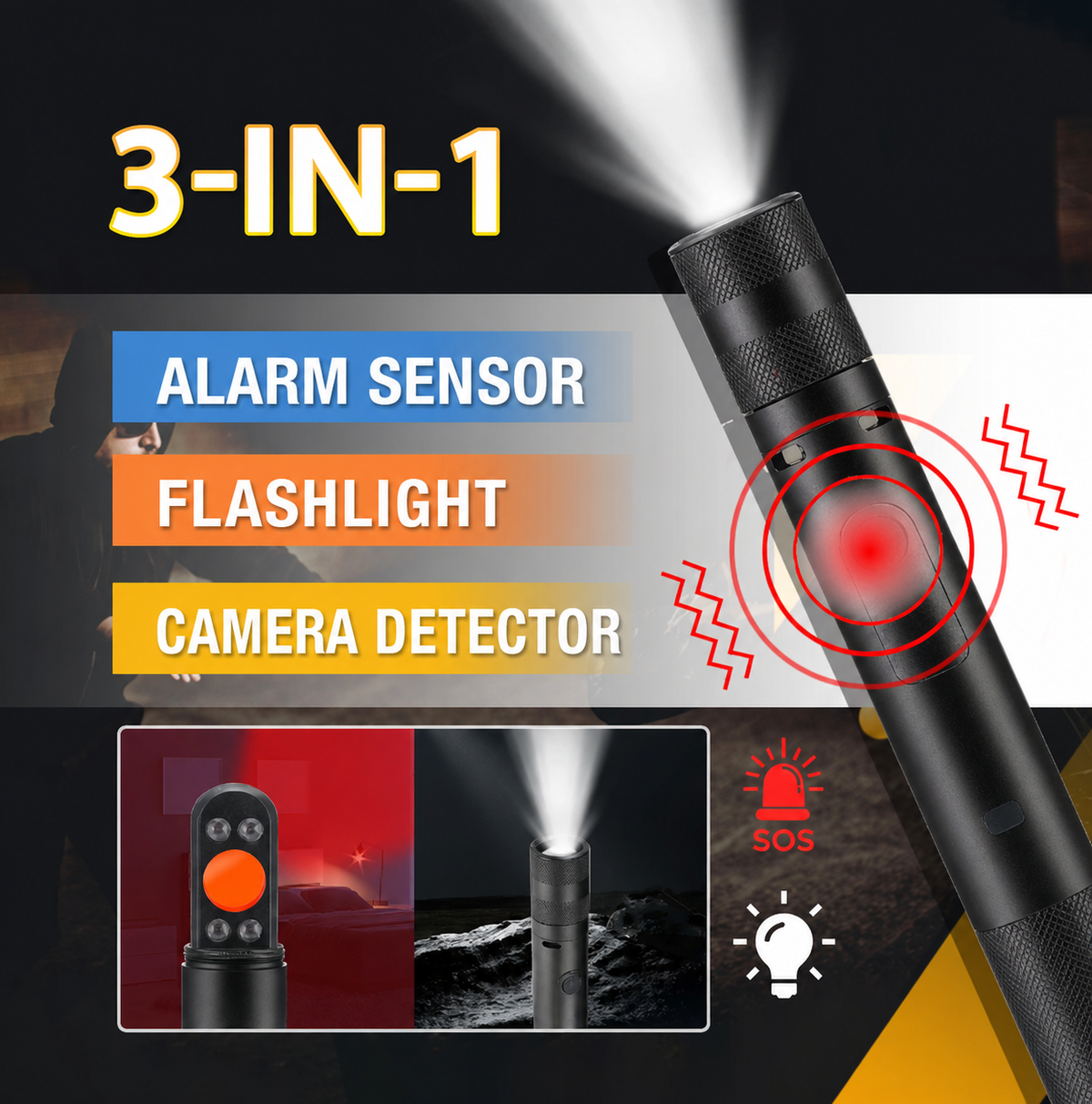 ISEEBIZ Rechargeable Multi-Function Personal Security Alarm