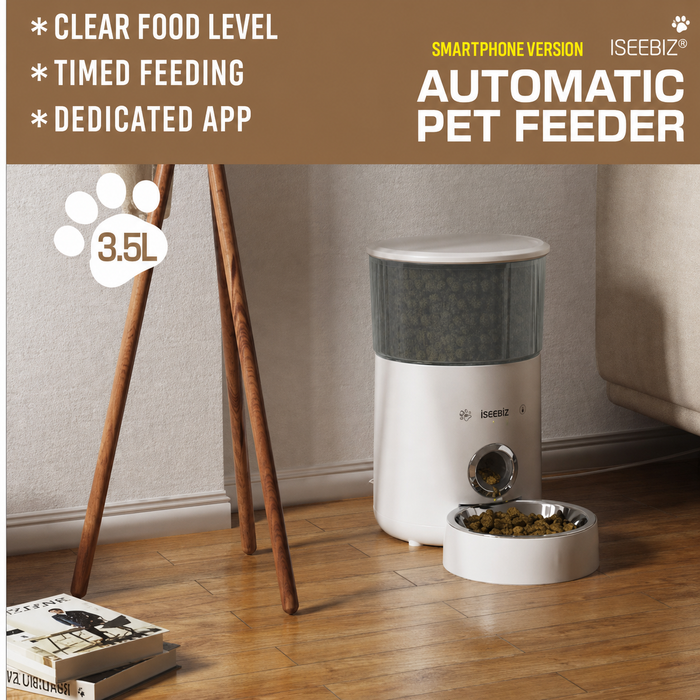 ISEEBIZ Wi-Fi Automatic Pet Feeder, 3.5L