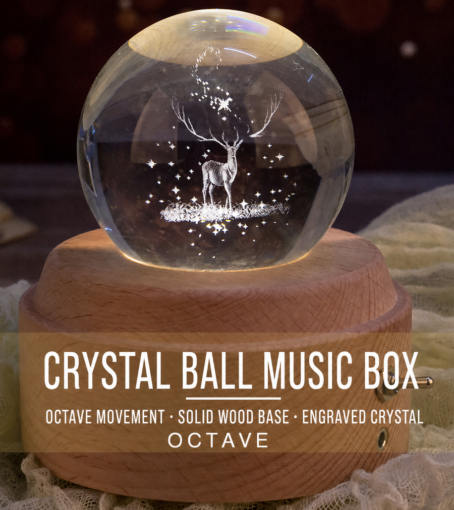 ISEEBIZ Rotating Crystal Ball Music Box Night Light